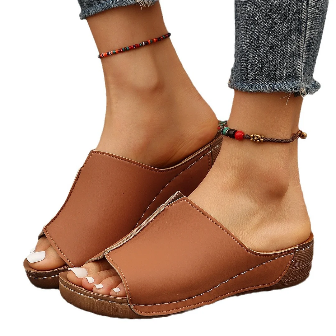 Breakj Breakj Spring And Summer New Cool Drag Women's Shoes Comfortable Slope And Thick Sole Simple Casual Wear Slippers