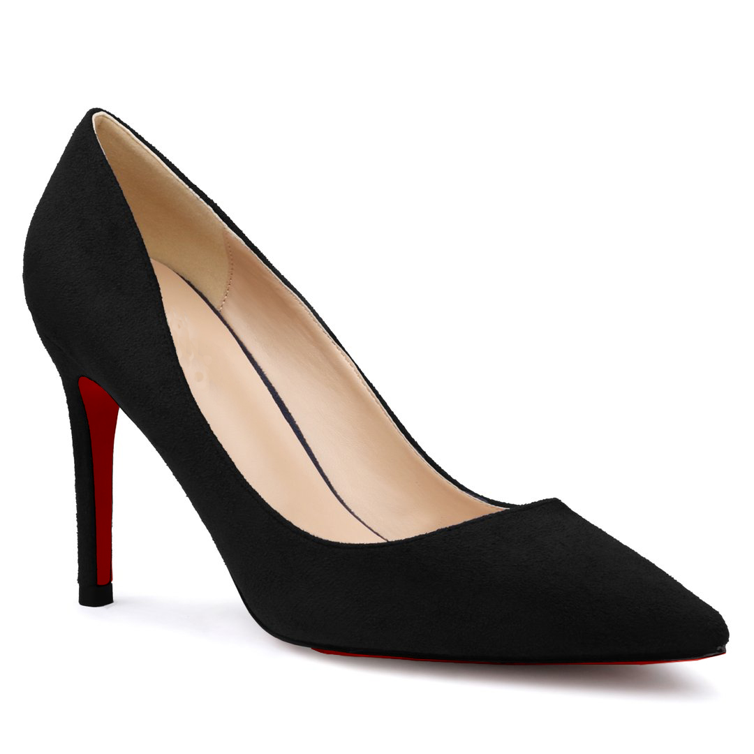 90mm Middle Heels Pointy Toe Red Bottom Pumps-MERUMOTE