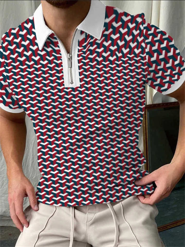 Men's Casual Polo Shirt Lapel Large Size Short-sleeved 3D Printed Pattern | 168DEAL