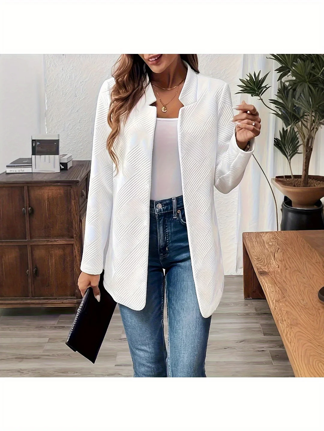 Women's Casual Light Gray Blazer - Loose Fit Long Sleeve Single-Breasted Jacket With Ruffle Sleeves, Spring/Summer Collection, Ladies Blazer | IFYHOME