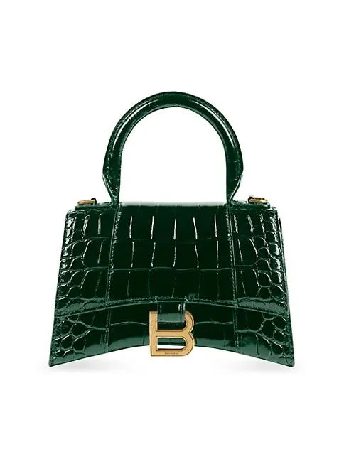 Balenciaga Hourglass XS Handbag Crocodile Embossed