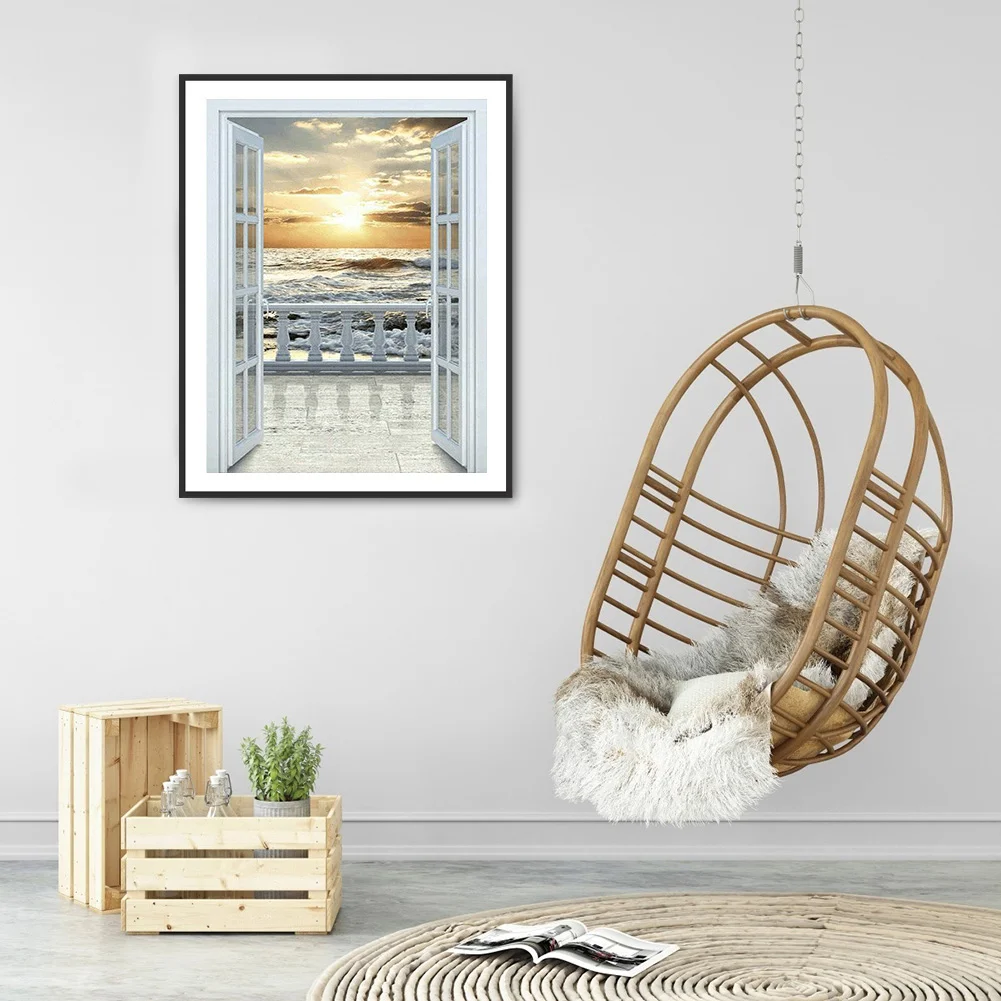 Full Square Drill Mosaic Poster 5D DIY Diamond Painting Beach Sunset Kit