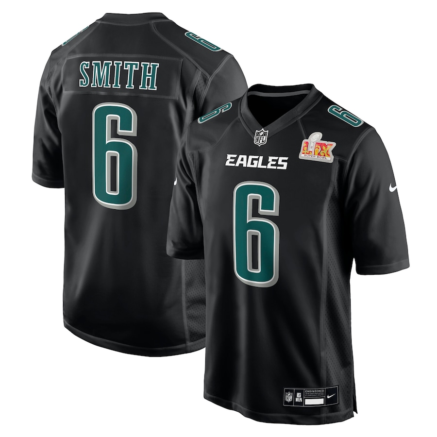 Men's Philadelphia Eagles DeVonta Smith Carbon Black Super Bowl LIX Fashion Jersey mysite