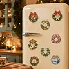 10PCS DIY Pearl Diamond Painting Christmas Fridge Magnets, Sparkling Rhinestone Refrigerator Magnet Craft Kit for Home Decor & Gifts