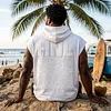 Men's Cotton-Blend Sleeveless Hooded Vest &mdash; HNL Sea Turtle Print Summer Beach Casual Wear by Inlyline
