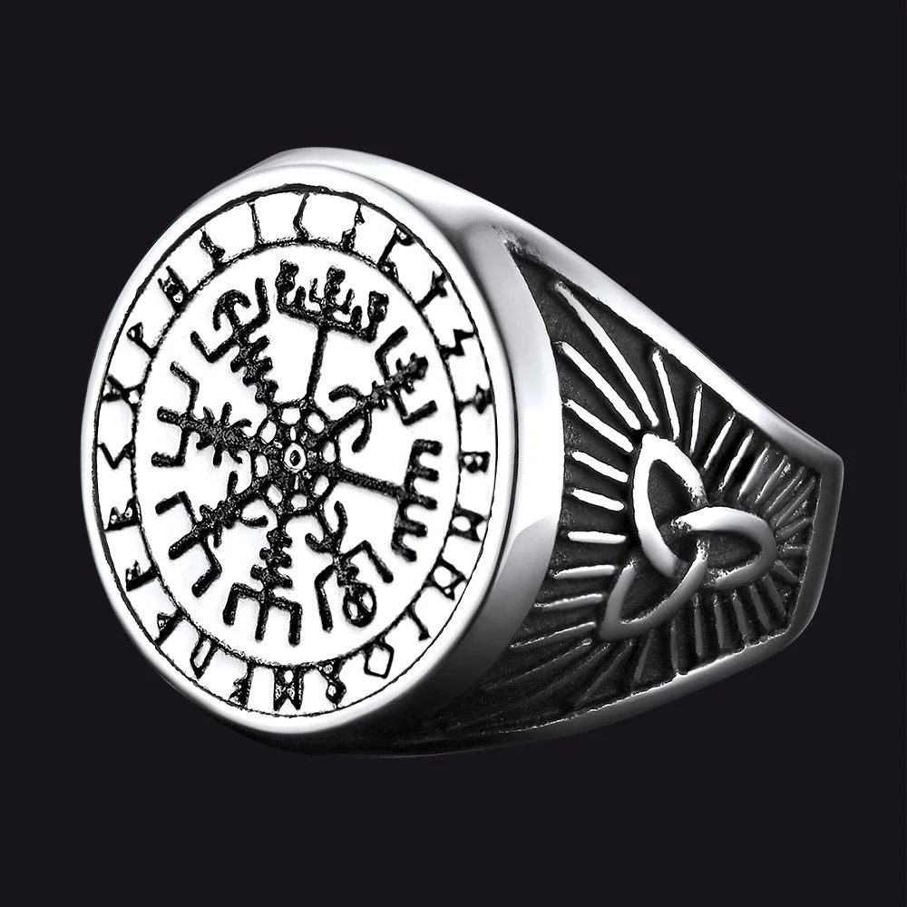 Norse Viking Compass Ring Vegvisir Signet Ring