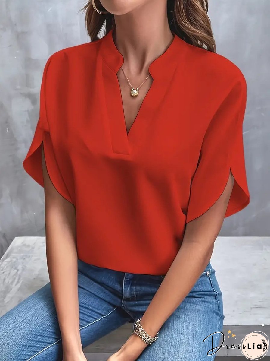 Casual V-neck Short-Sleeved Shirt