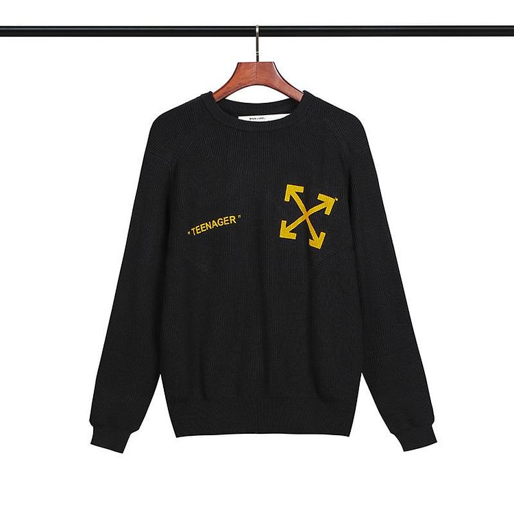Off White Winter Sweaters Autumn and Winter Off Arrow Cartoon Simpson Men's and Women's Loose Knitted Sweater