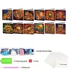 12pcs Autumn Harvest Diamond Art Greeting Cards DIY 12 Pack with Envelopes