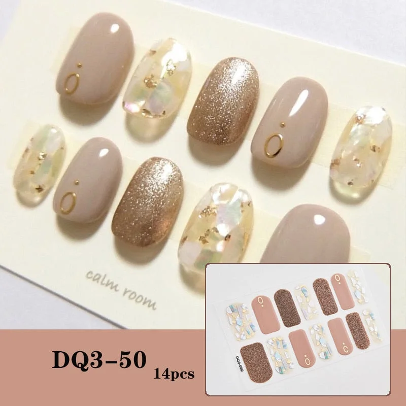New Designs Full Cover Nail Stickers Fashion Flowers Nail Sticker Set Self Adhesive Manicure Decoracion Nail Strips-Nail Inspo