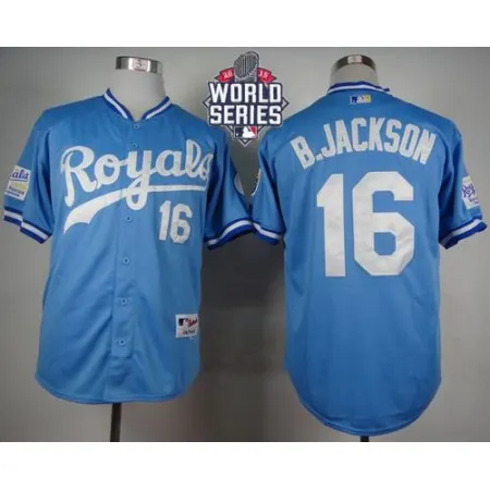 Royals #16 Bo Jackson Light Blue 1985 Turn Back The Clock W/2015 World Series Patch Stitched MLB Jersey