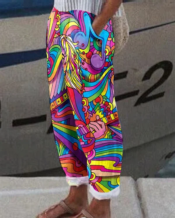 🔥kukelife🔥Hippie Music Print Track Pants