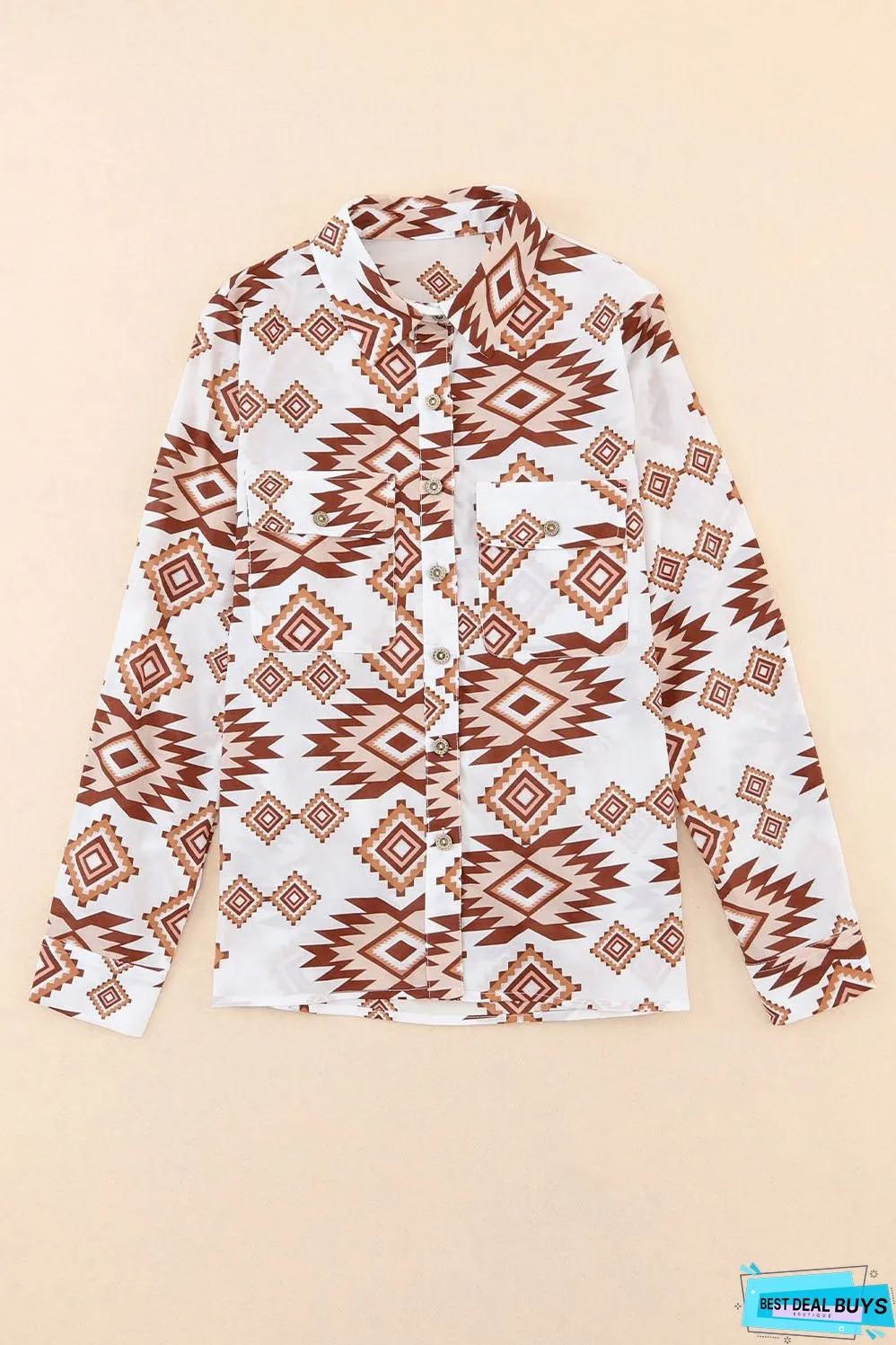 Western Aztec Pattern Flap Shirt