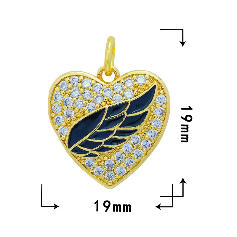 1 Piece 17.5*18mm 17*18.8mm Copper Zircon Heart Shape Pendant