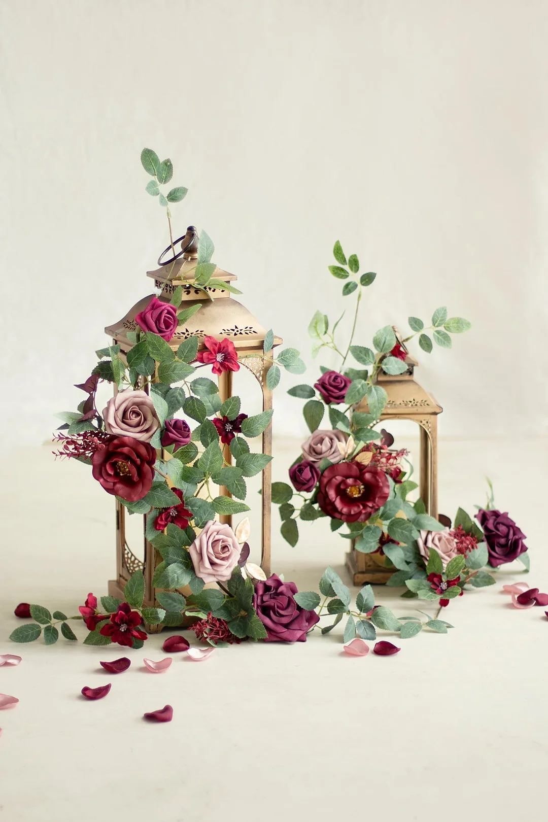 Lantern Floral Arrangements in Romantic Marsala