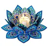 DIY Blue Lotus Diamond Painting Candle Holder