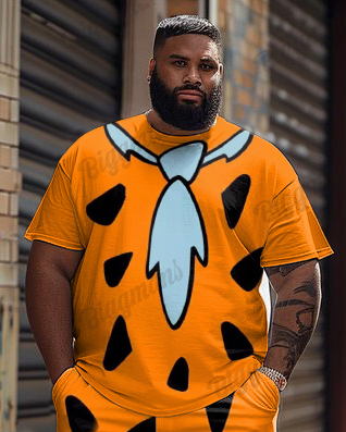 Fred Flintstone Tie Big Men Short-sleeved T-shirt & Shorts Set