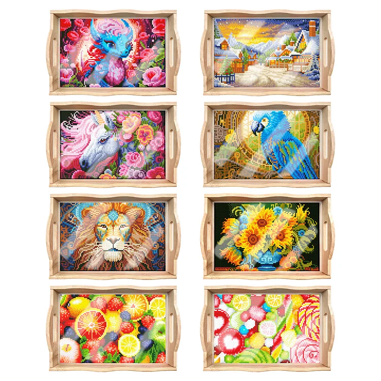 Diamond Painting Decorative Trays with Handle Coffee Table Tray