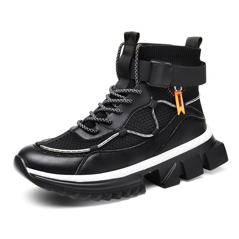 Platform Clunky Sneakers Men Retro Outdoor Men's Sport Shoes Breathable Air Knitting Height Increasing GYM Vulcanize Sock Shoes