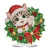 Xmas Wreath Kitten Special Shaped 2D Flat DIY Diamond Painting Ornament