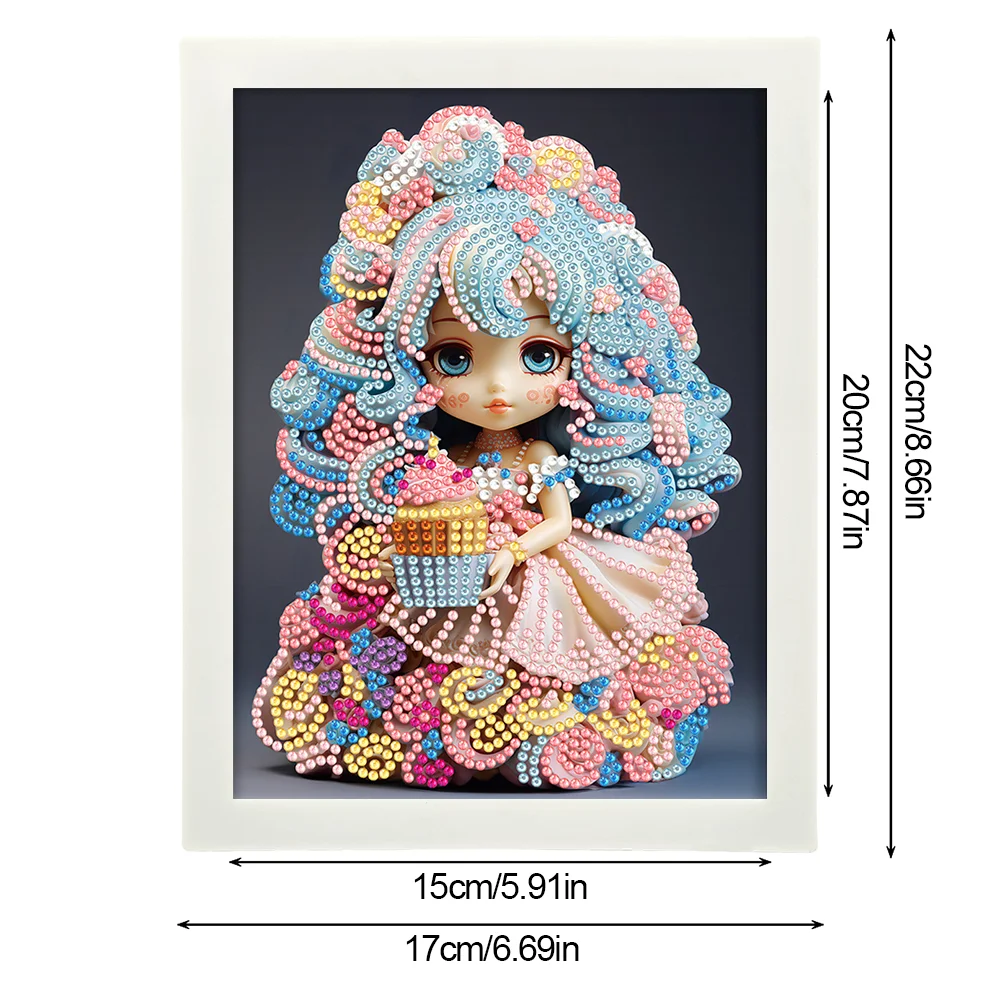 Diamond Painting - Partial Crystal Rhinestone Drill - Cartoon Girl(Canvas|15*20cm)【with Plastic Frame】