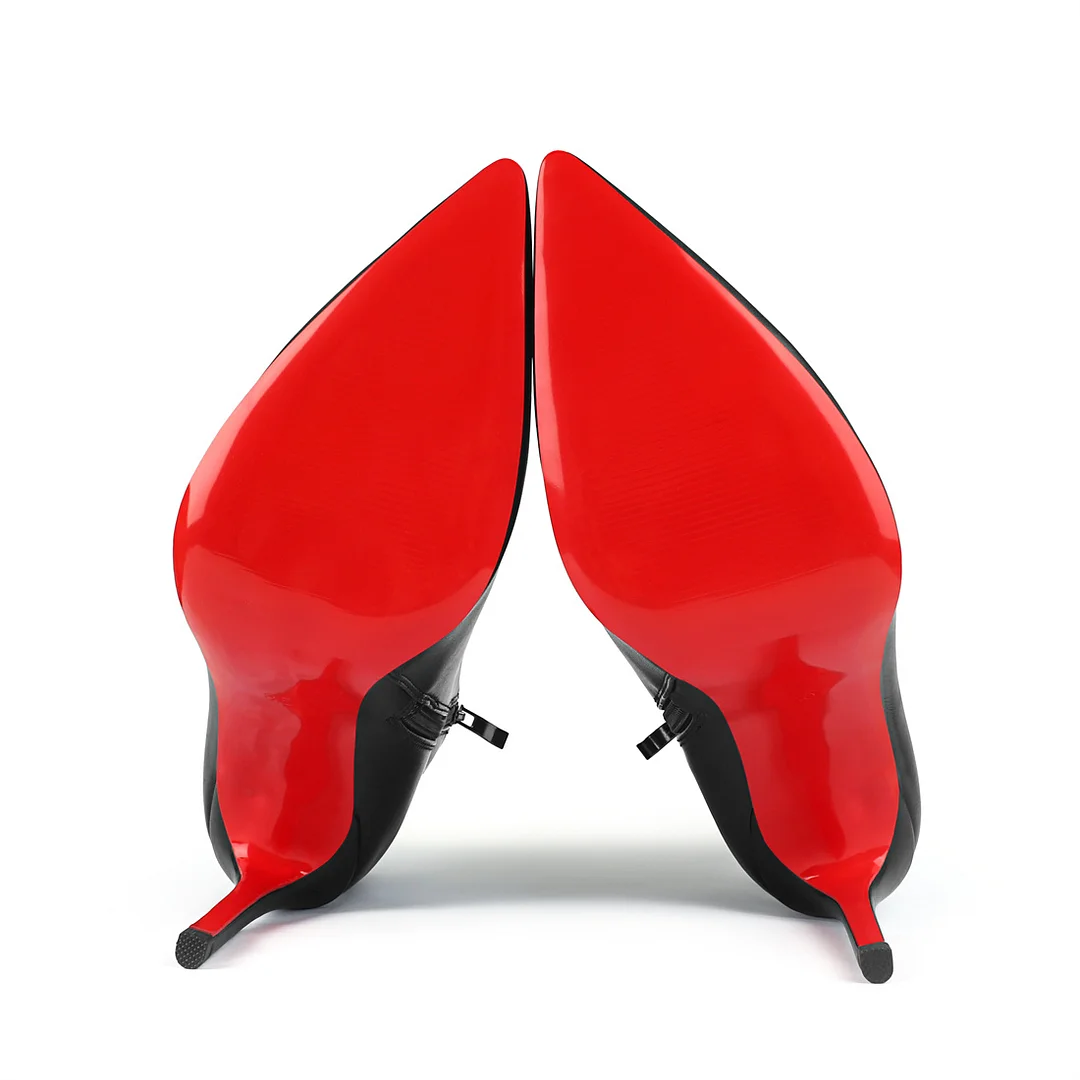 4inch Red Bottom Women's Closed Pointed Toe Stilettos Ankle Boots-MERUMOTE