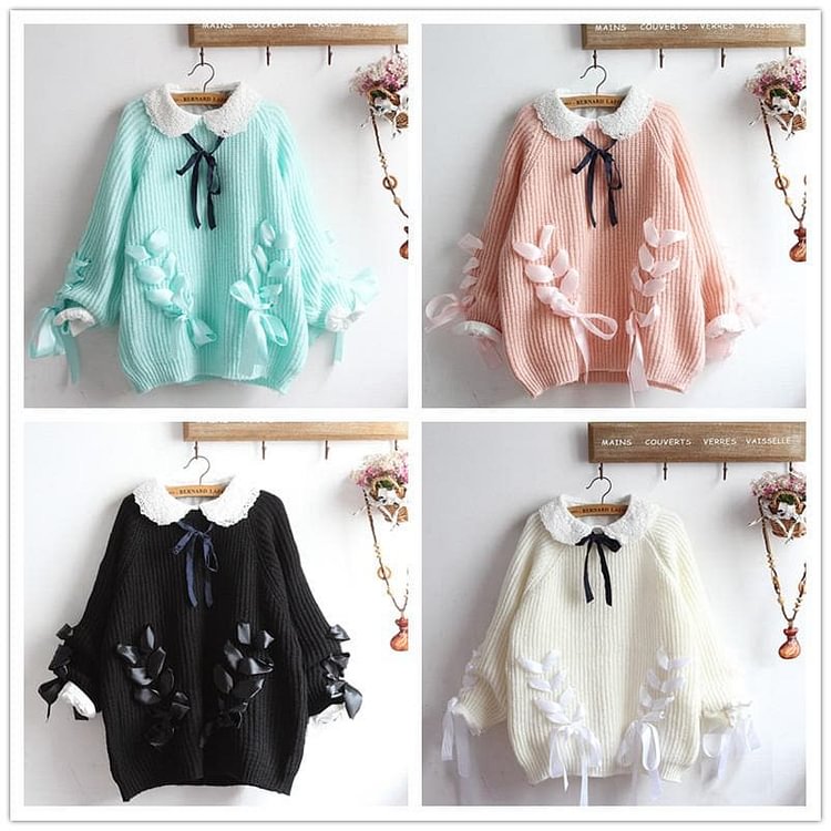 4 Colors Ribbon Bow Heart Sweater SP1711276