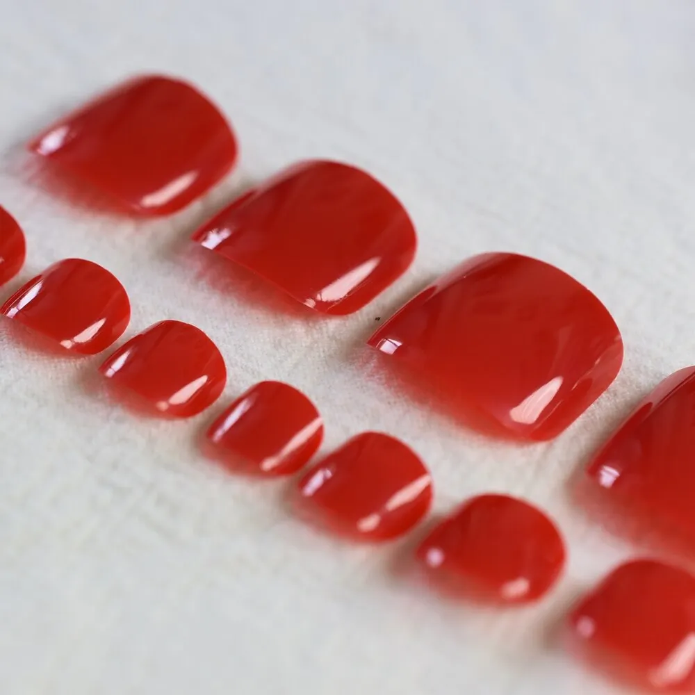 Sexy Hot Red Show Your Toes Colorful Carnival Style Candy Black False Toes Toenails 20 Color #156t