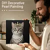 uk.everydayedeals DIY Pearl Painting With Frame - Handmade Self-Adhesive Pearls - Rich Cat(25*25cm)