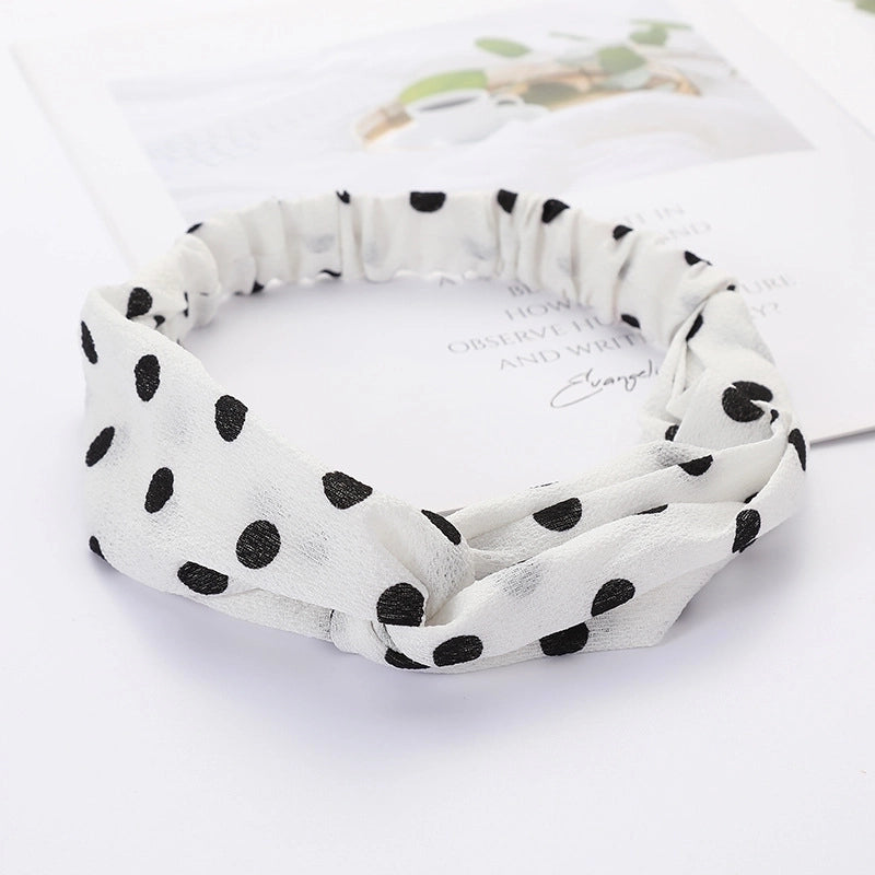 Women’s Lady Polka Dots Flower Cloth Hair Band
