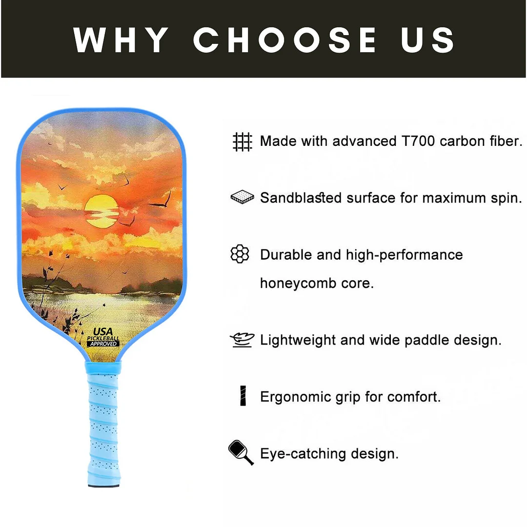 Original Paddle (16mm) T700 Sandblasted Carbon Fiber-Sunrise Sky Paddle