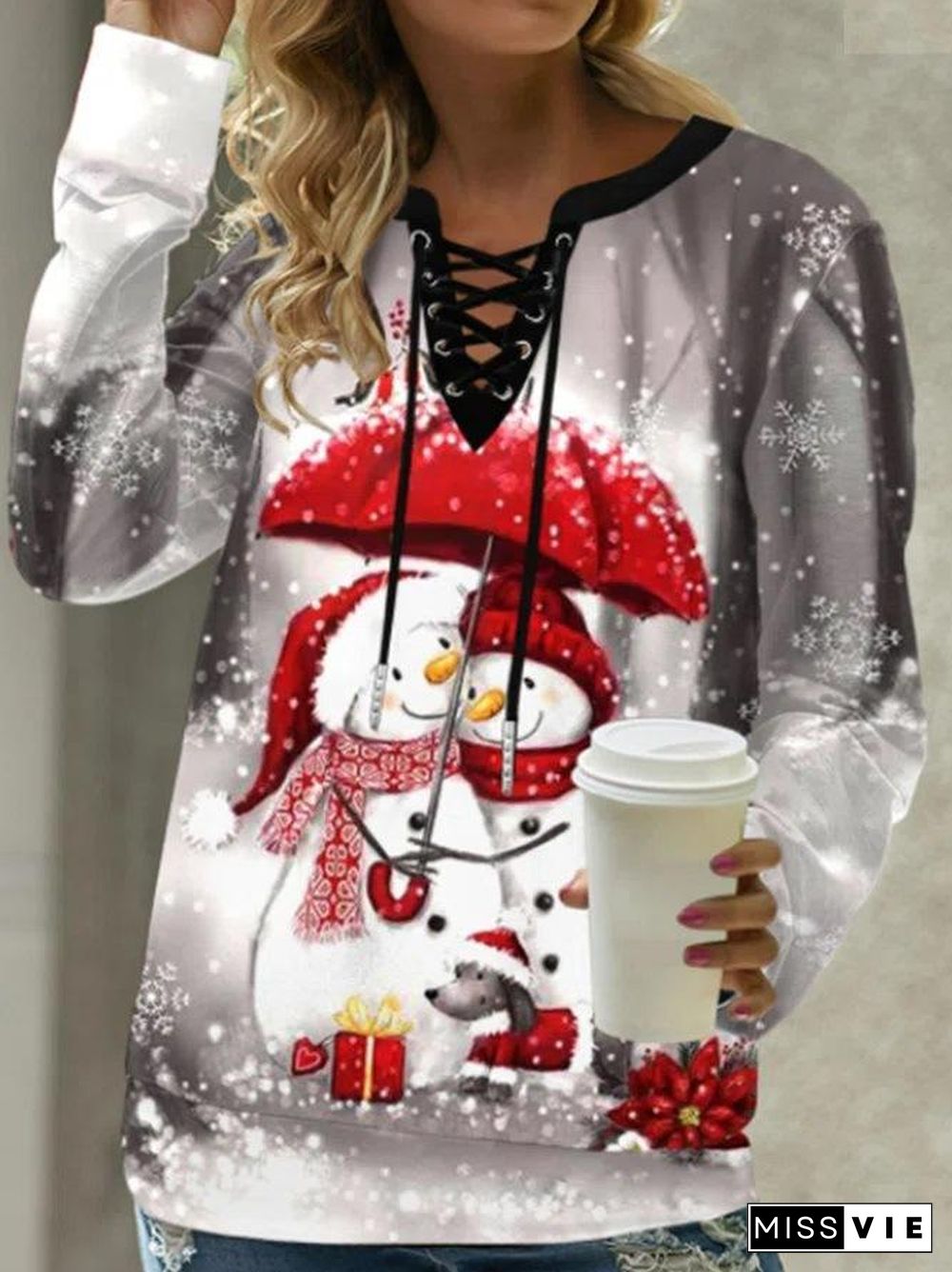 Snowman Printed Strappy Shirt