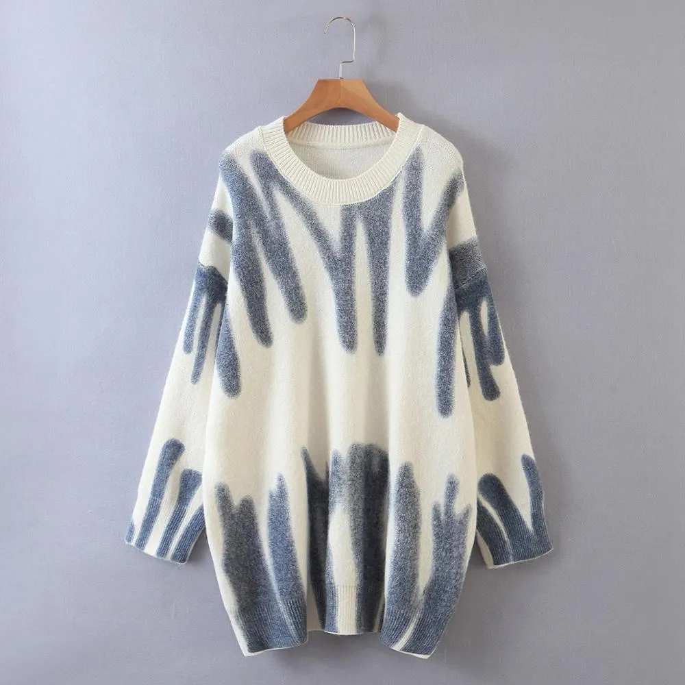Fashion Stripes Sweaters Women Oversized Y2K Winter Knitted Warm Pullovers Female Long Jumpers Streetwear Loose Outerwear 2020