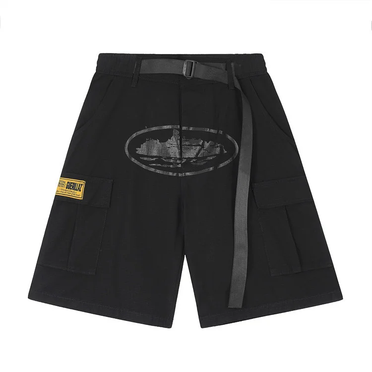 Men's Corteiz Multi-Pocket Side Buckle Wide-Leg Casual Shorts Pants