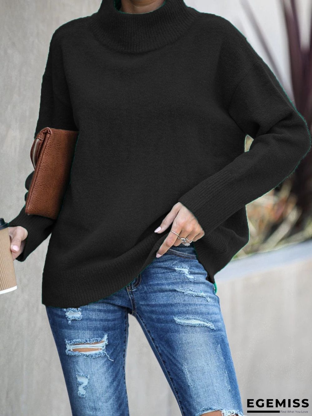 Casual Plain Shift Wool Blend Shift Sweater | EGEMISS