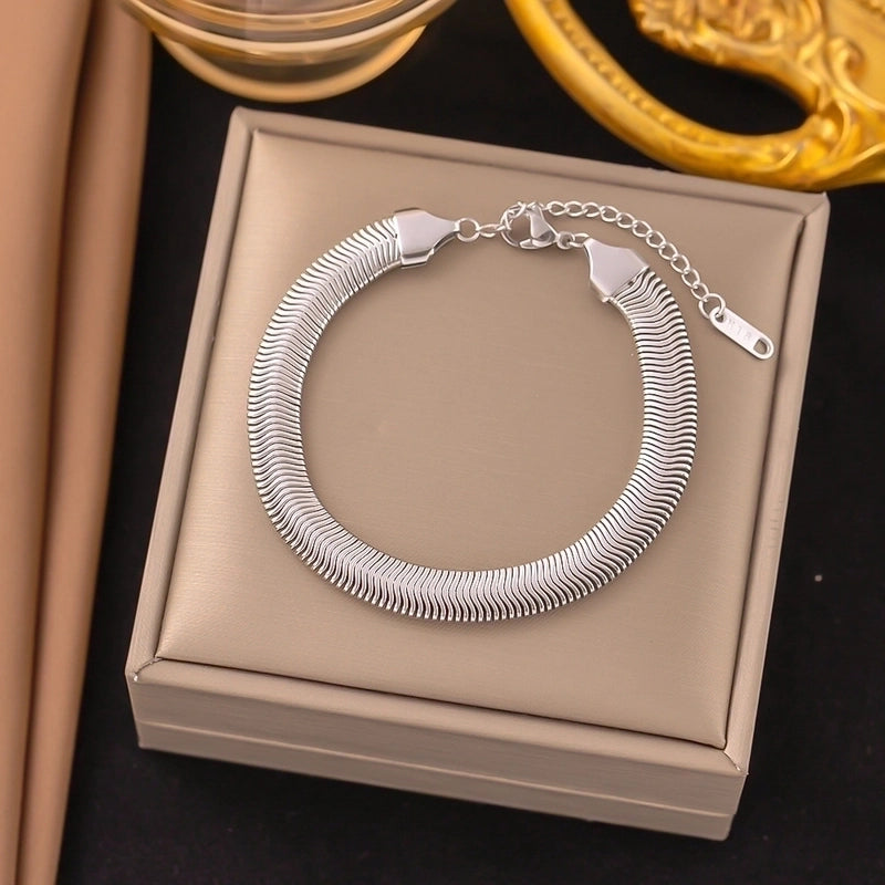 Punk Solid Color Titanium Steel Plating Bracelets