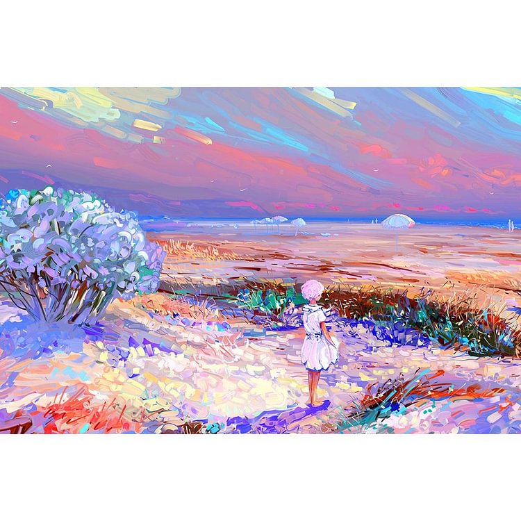 1000pcs DIY Beach Oil Painting Puzzle Educational Learning Assembling Toys