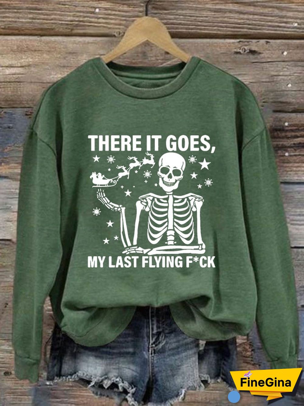 Women's Christmas There It Goes My Last Flying F*ck Print Crew Neck Sweatshirt