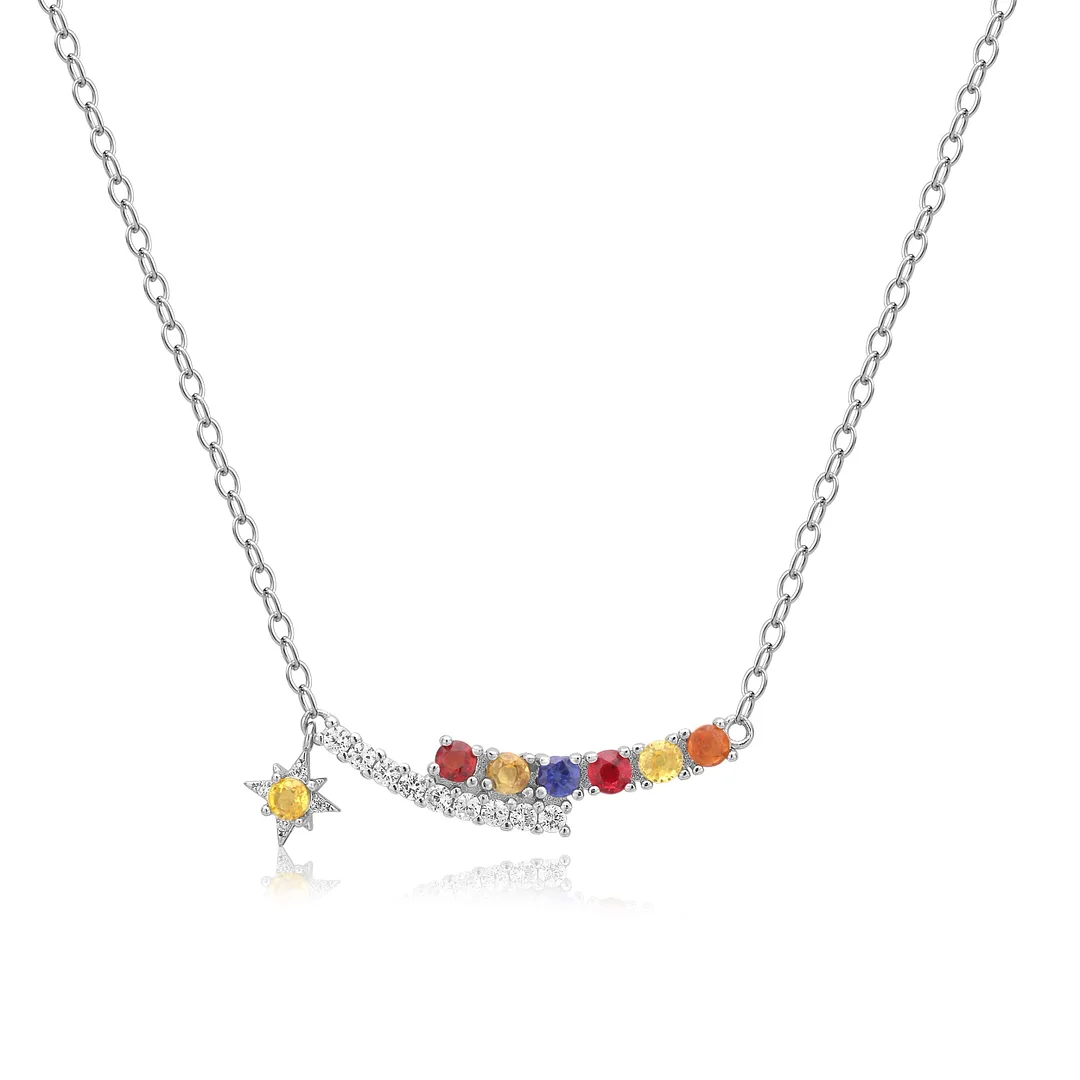 Natural Sapphire Rainbow Meteor Necklace