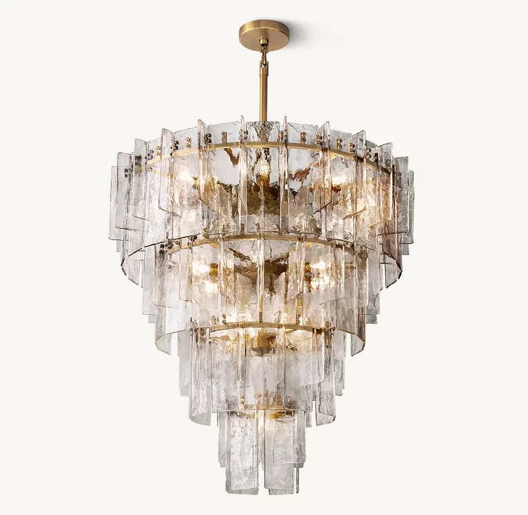 Lattice clear glass tiered round chandelier 47" Vjlight