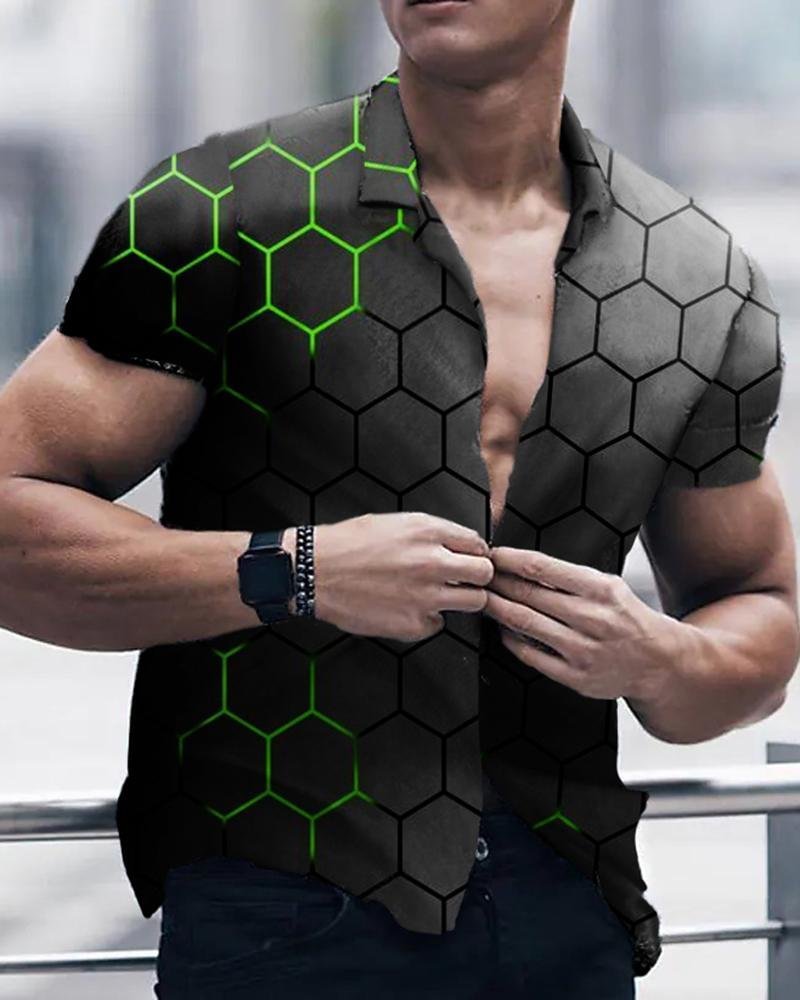 Men's Casual Printed Short-Sleeved Shirt61