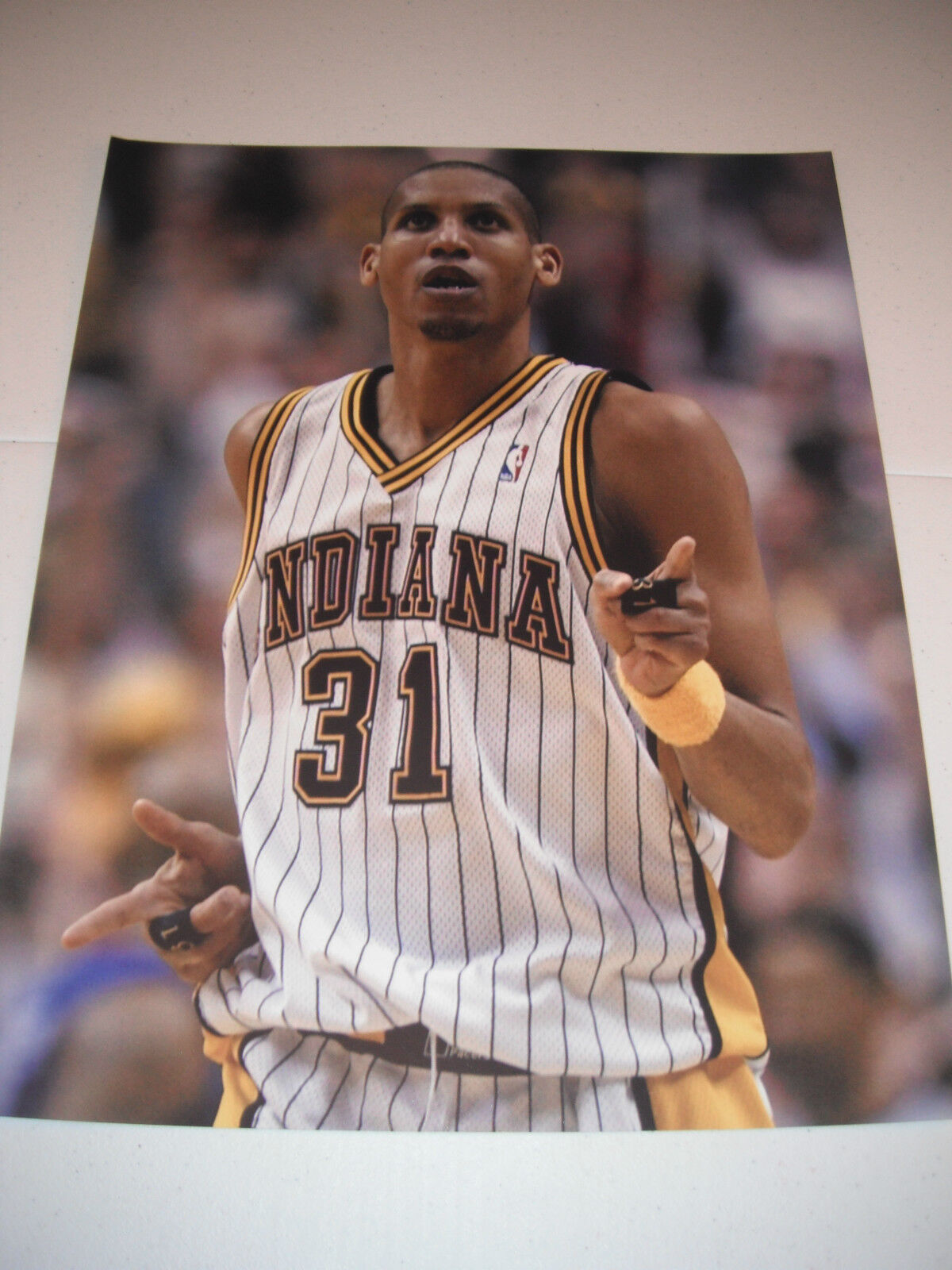 Reggie Miller Basketball Indiana Color 11x14 Promo Photo Poster painting