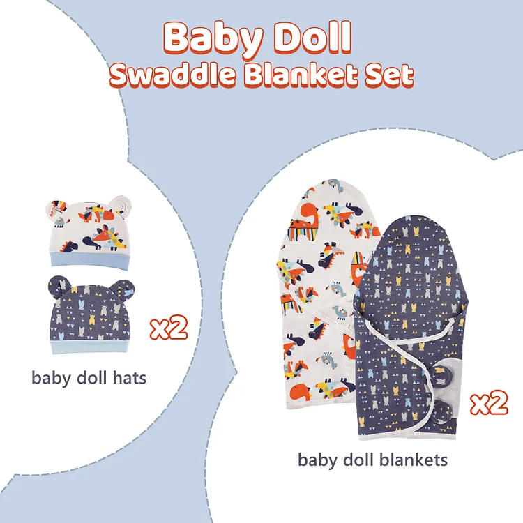 17" - 22" Cartoon Wrap 4 Pcs Reborn Baby Doll Clothes Accessories Set：Realistic Reborn Baby Dolls By Rsgdolls®