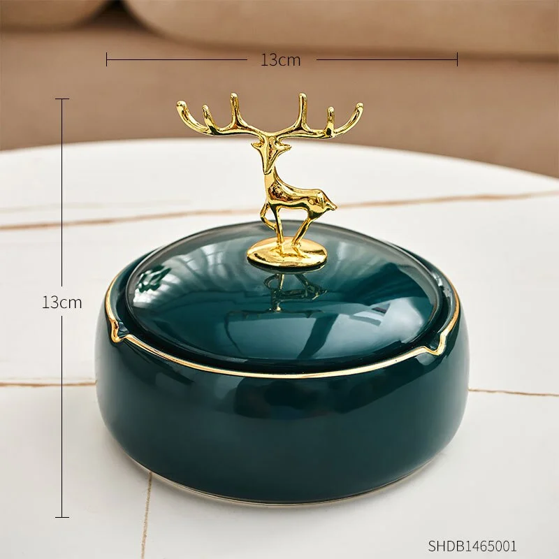 Ceramic Ashtray Deer Cover Cute Portable Ashtray Home Decoration Living Room Office Desktop Accessories Ashtray Outdoor Gifts