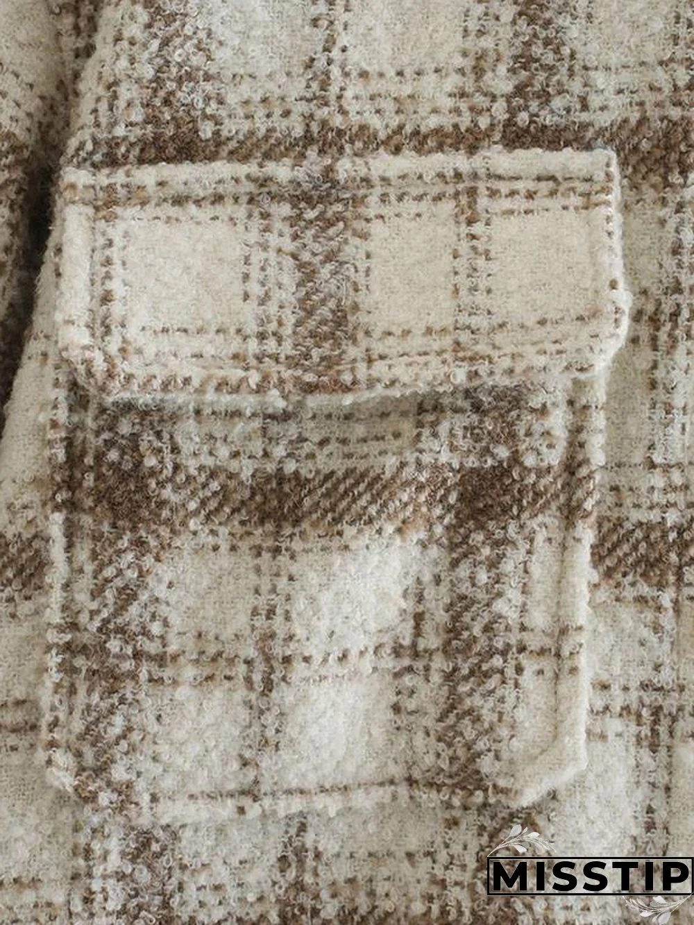 Classic Thick Colorblock Checked Button Down Shirt Jacket Woolen