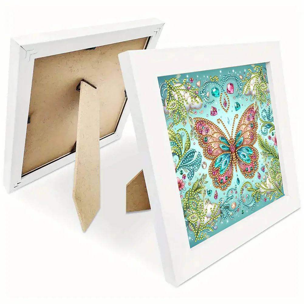 5D DIY Partial Special Shaped Drill Diamond Painting Kit Butterfly Decor(19.2*19.2cm)【With Frame】