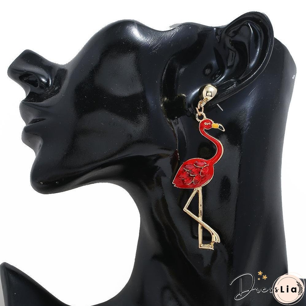 Hot new long tassel flamingo ladies Christmas earrings