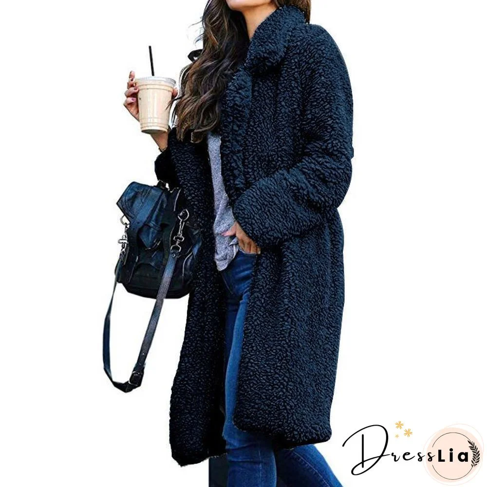 Soft Faux Lambelwool Loose Long Coat