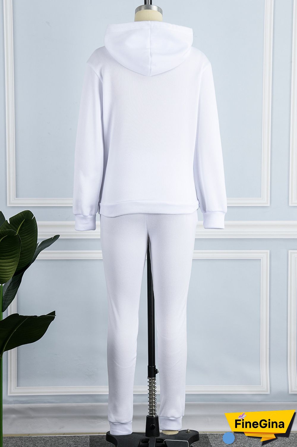 Khaki Casual Letter Print Basic Hooded Collar Long Sleeve Two Pieces