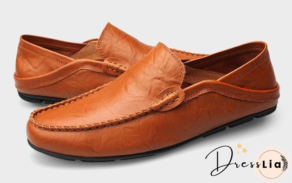 slip on casual men loafers mens moccasins shoes genuine leather men's flats shoes